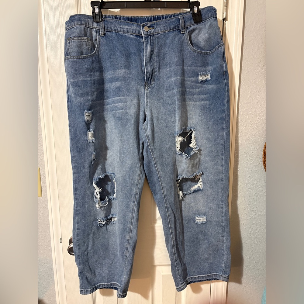Women’s Distressed Blue Jeans 3X